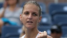 eská tenistka Karolína Plíková se raduje z postupu do 3. kola US Open.