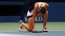 eská tenistka Karolína Plíková smutní v osmifinále US Open proti Venus...