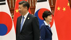 Prezidentka Jiní Koreji Pak Kun-hje pi setkání se svým ínským protjkem Si...