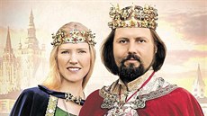 Herci, kteří během slavností ztvární Karla IV. a jeho ženu Blanku z Valois,... Herci, kteří během slavností ztvární Karla IV. a jeho ženu Blanku z Valois,...