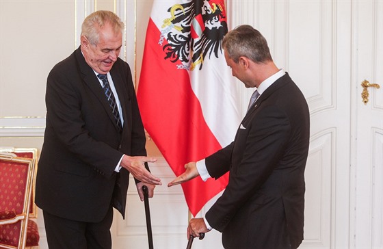 Prezident Milo Zeman a kandidát na rakouského prezidenta Norbert Hofer z FPÖ