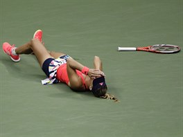 Nmeck tenistka Angelique Kerberov se po finlovm vtzstv na US Open nad...