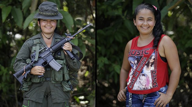 Fotogalerie len Revolunch ozbrojench sil Kolumbie (FARC) - se zbran a v civilu. Renterii je 18 let a v gerile je pr u tvrtm rokem. (18.srpna 2016)