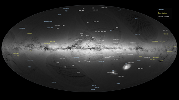Fotografie - mapa Mln drhy vznikala od ervence 2014 do z 2015. Snmky podil teleskop Gaia