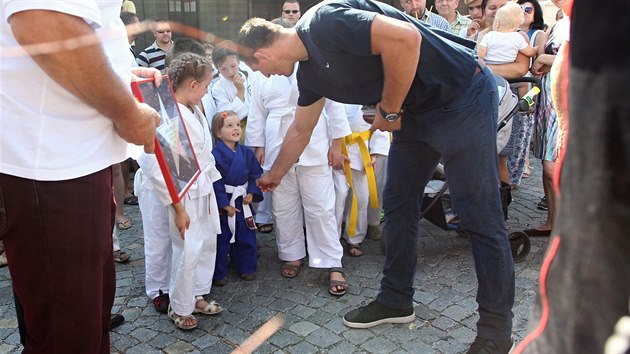 Judista a olympijsk vtz Luk Krplek poktil ve Velk Btei svoji hvzdu na chodnku slvy (11. z 2016).