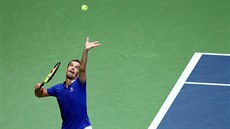 PODÁNÍ. Richard Gasquet se napahuje k servisu v utkání s Bornou oriem.