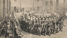 Tanec shakerů ve městě Watervliet ve státu New York. Obrázek pochází z roku... Tanec shakerů ve městě Watervliet ve státu New York. Obrázek pochází z roku...