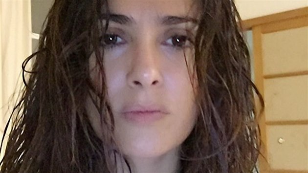 Mokr vlasy, dn make-up, filtr ani retue, jen velice dobr svtlo, napsala ke sv fotce na Instagramu hereka Salma Hayekov.