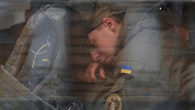 Ukrajinsk vojk bhem vtn prezidenta Reuvena Rivlina v Kyjev (27. z 2016).