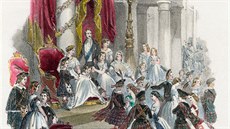 Dti královny Viktorie a prince Alberta na dobové kresb