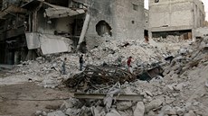 Následky bombardování syrského Aleppa (29. záí 2016)
