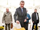 Mezi prvnmi volil v Prhonicch u Prahy ministr financ a f hnut ANO Andrej...