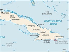 Poloha americk zkladny Guantnamo na Kub