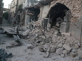 Nsledky bombardovn Aleppa.