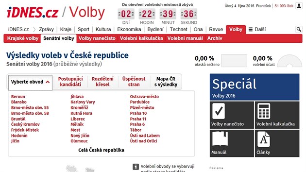 Podoba volební stránky na iDNES.cz