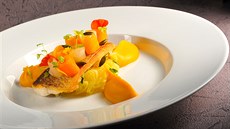 Pražma královská podávaná s dýňovým triem v restauraci V Zátiší. Pražma královská podávaná s dýňovým triem v restauraci V Zátiší.
