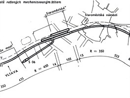 TcB-3 se pouíval k rab zhruba 450metrového úseku mezi levým behem Vltavy a...