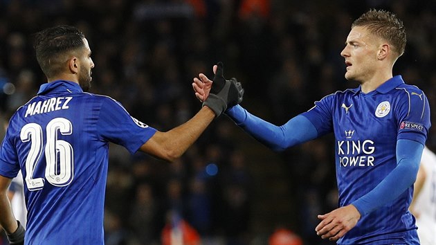 MAHRIZ & VARDY. Hvzdn duo Leicesteru v utkn proti Kodani.