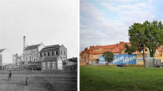 M욝ansk pivovar v Psku ped rokem 1887 a na aktulnm snmku