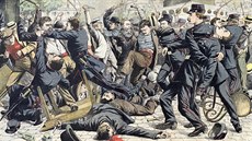Bitka pařížské policie s gangem Apačů na Place de la Bastille v roce 1904 Bitka pařížské policie s gangem Apačů na Place de la Bastille v roce 1904