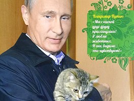Zatímco loni se Putin v kalendái mazlil se psem, letos drí v nárui kot. "S...
