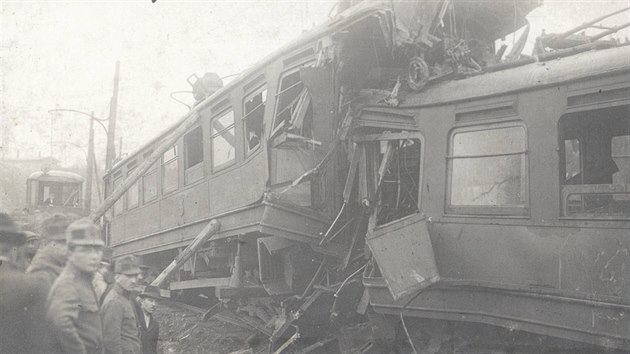 Snmek ze srky tramvaj u jmy Jindika v Lazch dne 23.5. 1919.