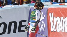 Radost vítzky Lary Gutové v cíli po druhé jízd obího slalomu v rakouském...