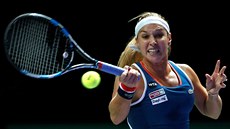 Slovenská tenistka Dominika Cibulková v duelu se Simonou Halepovou z Rumunska