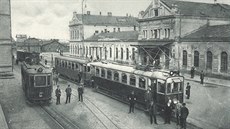 Tramvaje ped vlakovým nádraím v Bohumín.