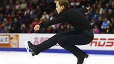 Český krasobruslař Michal Březina ve volné jízdě na Kanadské brusli. Český krasobruslař Michal Březina ve volné jízdě na Kanadské brusli.