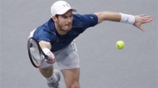 Britský tenista Andy Murray returnuje ve finále turnaje v Paíi