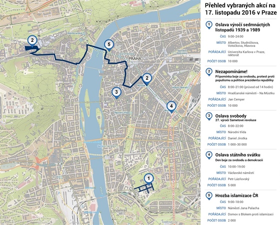 Pehled vybranch akc na 17. listopadu 2016 v Praze