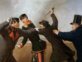 Obraz J. Reinera zachycující atentát na císae Frantika Josefa I. 18. února...