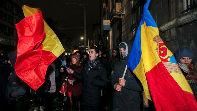 Studenti protestuj proti zvolen Igora Dodona za prezidenta (14.11.2016).