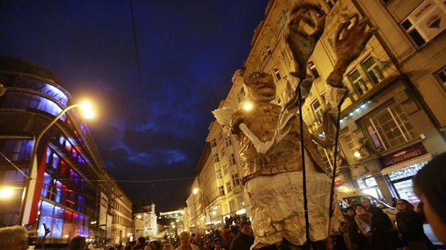 Přípomínka 17. listopadu na Národní třídě.