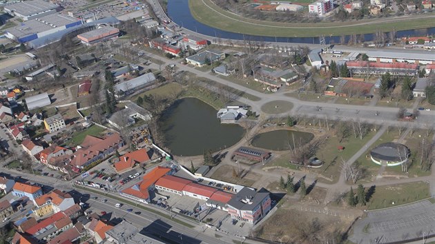 Leteck pohled na vstavit v eskch Budjovicch z dubna 2013.