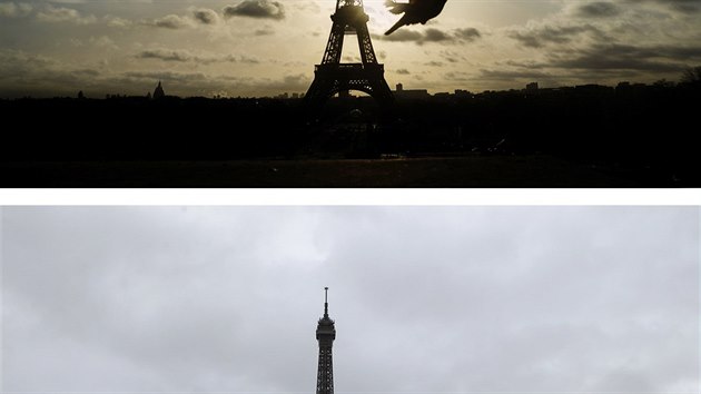 Rok pot. Na horn fotce je Eiffelova v, symbol Pae, kter byl prvn ti dny po tocch zaven. Na doln pak Eiffelova v po roce (8.11.2016)