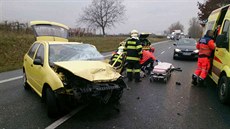 Nehoda dvou osobních aut na Hodonínsku (12. listopadu 2016). Nehoda dvou osobních aut na Hodonínsku (12. listopadu 2016).