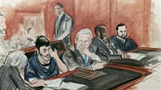 Efraín Antonio Campo Flores (druhý zleva) zachycený na Manhattanu soudním...