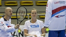 Petra Kvitová a Petr Pála na tréninku ped finále Fed Cupu ve trasburku.