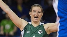 Na rozdíl od spoluhráček z KP Brno nosí Michaela Doležalová odlišný dres, hraje... Na rozdíl od spoluhráček z KP Brno nosí Michaela Doležalová odlišný dres, hraje...