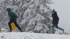 První letoní lyování v Krkonoích na erné hoe (12.11.2016).