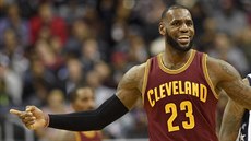 Radost LeBrona Jamese z Clevelandu z povedené akce na palubovce Washingtonu. Radost LeBrona Jamese z Clevelandu z povedené akce na palubovce Washingtonu.