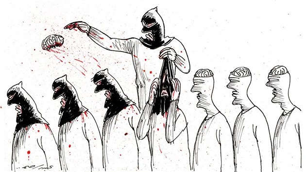 Karikatura irckho tvrce Abd-ar-Rahma Jsira z roku 2009.