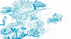 Jedna z ilustrací z knihy Jana Králíka: Za ohradou snů - motorové opojení... Jedna z ilustrací z knihy Jana Králíka: Za ohradou snů - motorové opojení...
