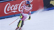 Mikaela Shiffrinová v cíli slalomu v Killingtonu