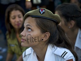 Pietn shromdn na pamtku Fidela Castra v centru Havany (29. listopadu 2016)