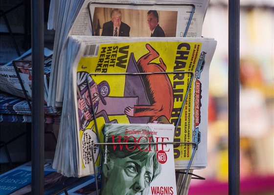 Francouzský satirický týdeník Charlie Hebdo vyel poprvé v Nmecku. Na obálce...