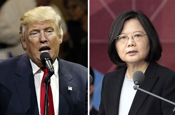Nov zvolený americký prezident Donald Trump a tchajwanská prezidentka Cchaj...