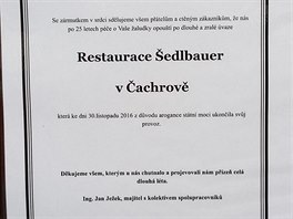 Restaurace edlbauer v achrov je 1. prosince v ernm hvu. Na dvech vis...